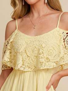 Amorya Women's New Elegant Off-Shoulder Heart Print Waist Slimming Valentine's Day Date Dress, Sweet Dress,Summer Dresses For Women,Dresses For Women Summer - Yellow - View 7