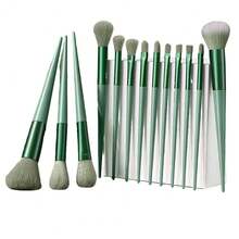 Bộ cọ trang điểm 13 món - Cọ lông mềm dùng cho phấn phủ, phấn bắt sáng, phấn má hồng, phấn mắt, bộ dụng cụ trang điểm đa năng dành cho người mới bắt đầu và chuyên nghiệp (Màu xanh lá cây) - Màu xanh Bạc hà - Xem 2