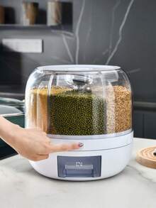 1 pieza Recipiente de almacenamiento de granos giratorio de 360 grados con compartimentos, cubo de arroz a prueba de humedad y resistente a insectos, cubo de arroz a presión para el hogar, disponible en varios colores, adecuado para almacenar diversos granos y arroz, a prueba de insectos y a prueba de polvo, recipiente de almacenamiento de granos, recipiente de almacenamiento de alimentos, almacenamiento de cocina - Multicolor - Ver 6