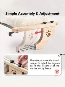 1 chiếc giá đỡ cửa sổ chịu lực cao dành cho mèo lớn, khung gỗ và kim loại, có thể điều chỉnh, dùng làm võng nằm cạnh cửa sổ hoặc giường ngủ gắn trên tủ. - màu nâu - Xem 5