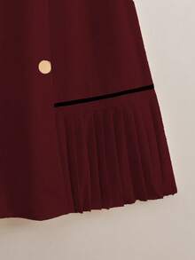 GlowEve CURVE Plus Size Women's Woven Regular Early Spring Elegant Date/Commute Sleeveless Round Neck Metal Hand-Sewn Button Pleated Hem Apricot Dress - Burgundy - View 4