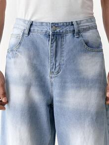 SWAVVY Men's Casual Washed Straight Leg Jeans - Light Wash - View 3