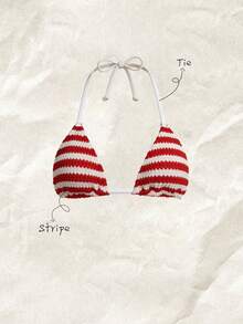 Elavelle Áo bikini buộc dây cổ bằng vải jacquard dành cho nữ, mùa xuân/hè. - Nhiều màu - Xem 4