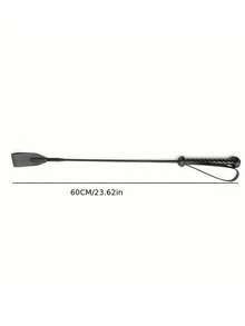 1pc PU Leather Riding Crop, Soft Flexible Flogger, Stage Prop With Non-Slip Braided Handle And Wrist Loop, Horse Riding Training Accessory - Black - View 3