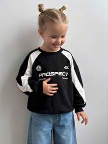 Dazy Kids Tween Girl Color-Block Letter Graphic Round Neck T-Shirt - Black - View 2