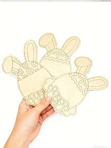 2/3PCS 17cm Blank Wooden Easter Eggs DIY Craft Ornaments Easter Rabbit Basket Filler Spring Home Decor Holiday Decoration Party Supplies Gift For Easter Celebration Seasonal Festive Table Accent - Multicolor - View 6