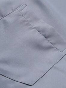 Manfinity Mode Men Solid Color Regular-Shoulder Button Front Casual Everyday Shirt, Formal, Ceremony - Light Grey - View 7