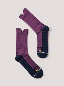 Driftmere 1/2 Pairs Purple Mesh Crew Socks For Men, Professional Basketball, Outdoor Sports, Moisture Wicking, Non-Slip, Cushioned, Elastic, Breathable, Fall - Dusty Purple - View 2