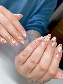 1 Sheets Cartoon Bee Daisy Summer Nail Art Stickers Decals White Daisy Floral Cute Bee Mixed Flower Petal Design 3D Self Adhesive Nail Stickers DIY Decoration For Salon Manicure Accessories Nails Nail Supplies - Multicolor - View 6