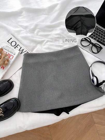 Glimmora Chân váy chữ A màu trơn, kiểu dáng thường ngày, thích hợp cho nữ mùa hè.