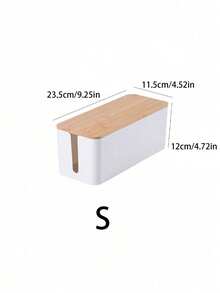 1 Bamboo And Wood Cable Organizer Box, Data Cable Storage Box, Power Cable Management Box, Category Box, Socket Computer Cable Rack, Plug Box - White - View 10