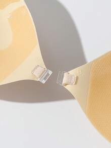 SHEIN Women's Solid Color Front Closure Breathable Adhesive Bra - Apricot - View 4
