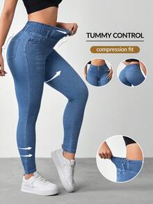 Flexra Women's Casual Sexy Washed High Waist Slim Fit Jeans Swimming Pastal Summer - Light Wash - View 1
