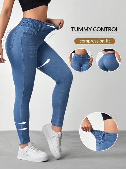 Flexra Women's Casual Washed High Waist Slim Fit Jeans