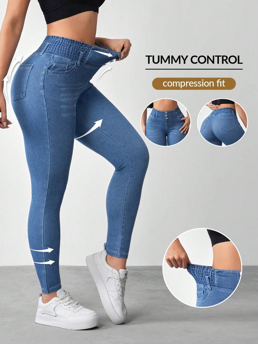 Flexra Women's Casual Sexy Washed High Waist Slim Fit Jeans Swimming Pastal Summer - Light Wash - View 1