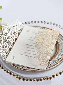 4/16/20 Pcs Laser Cut Wedding Invitations With Envelopes Elegant Glitter Pearl Paper Bow Knot Design Card Set For Anniversary Party Supplies Wedding Decorations Anniversary Celebration Bridal Shower Engagement Party Invite - multicolor - View 12