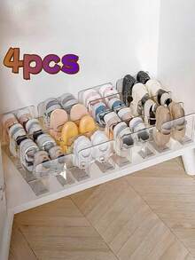 4pcs Space Saving Vertical Shoe Rack - Multi-Layer, Wardrobe Organizer Shelf, Transparent Wallet & Handbag Display Rack, Easy Assembly, Compact Storage, Suitable For Home Entryway Cabinet - Clear - View 7