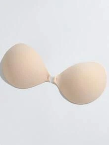 SHEIN Women's Solid Color Front Closure Breathable Adhesive Bra - Apricot - View 1
