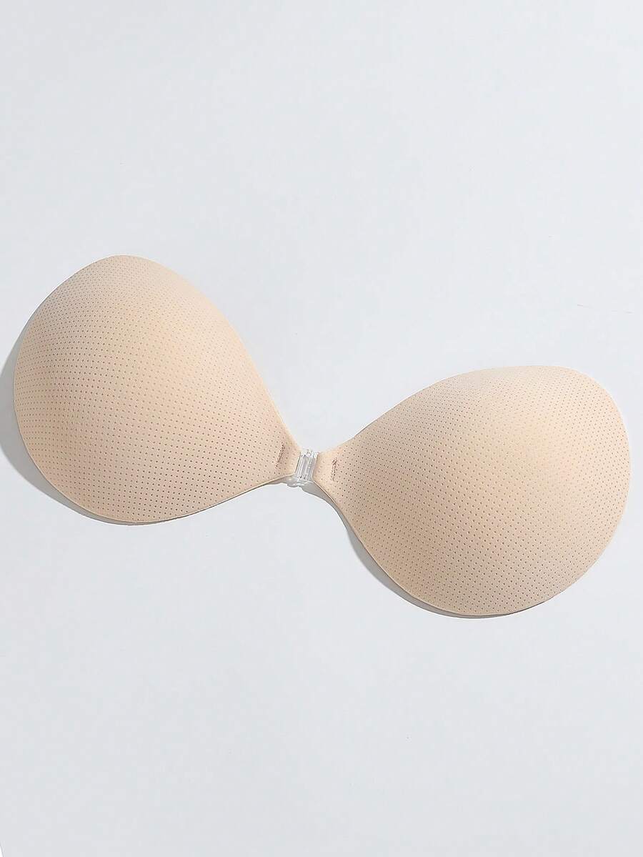 SHEIN Women's Solid Color Front Closure Breathable Adhesive Bra - Apricot - View 1