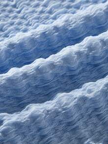 SHEIN 女童休闲圆领甜美手工3D立体花卉装饰时尚T恤，夏季 - 藍色 - 查看 9