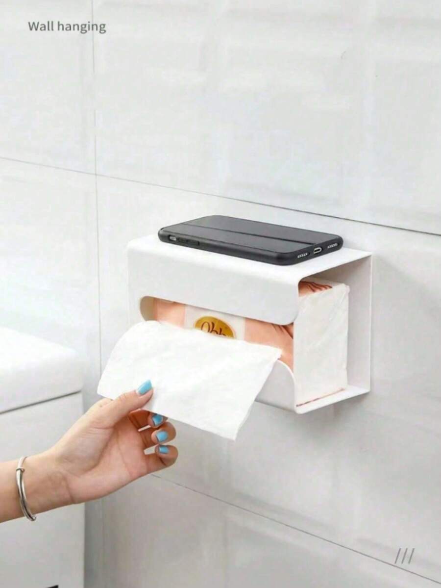 Hộp đựng khăn giấy treo tường không cần khoan, giá đựng khăn giấy liền mạch sáng tạo cho phòng khách, phòng tắm, nhà bếp, phù hợp với nhiều loại hộp khăn giấy cỡ nhỏ và vừa. - nhiều màu - Xem 1