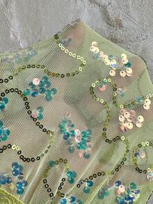 FleurLily Plus Size Women Summer Fashion Elegant Lace Patchwork Beaded Camisole - Green - View 6