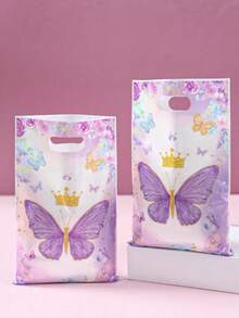 50 Stücke lila Schmetterling Geschenktüten, Geburtstags Party Gastgeschenke, Hochzeit Souvenir Tüten mit Kunststoffgriff, Schmetterling Deko für Mädchen Geburtstag, Baby Shower, 1. Geburtstag Party Zubehör - Mehrfarbig - Übersicht 7