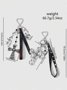 ROMWE 2 perles acryliques rondes personnalisées style Y2K, punk rétro gothique, avec motifs d'ailes de démon, d'étoiles, de crânes et de croix noires. Sangles avec rivets pour porte-clés, sacs à main, etc. Convient pour les femmes, les filles, les sœurs et les petites amies, pour un usage quotidien ou en cadeau. - Noir-25 - Voir 3