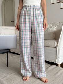 DAZY Fresh Plaid Pajama Cozy Pants, Fall & Winter - Green - View 4