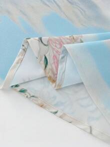 Falda con estampado floral y cordones para mujeres - Celeste - Ver 6