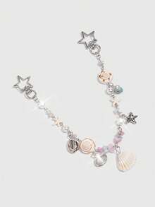 Viva Strut 1Pc Seashell Ornament For A Holiday-Style Starfish Shell Chain Bag, Marine Tail Conch Beach Keychain, Suitable For Matching With A Small Square Bag When Out On Vacation. - Silver - View 5