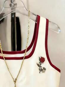 Resyla Blusa de uso diario versátil y casual con bordado floral para mujer - Multicolor - Ver 3