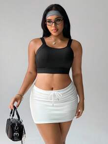 Rhythm Era Sutiã Esportivo de Alto Suporte Plus Size com Taças Fixas, Alças Ajustáveis, Design Costas Racerback, Roupa Íntima de Ajuste Justo - Preto - Visão 3