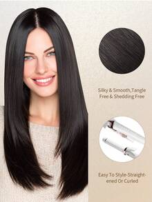 4PCS With 8 Clips Straight Clip In Hair Extensions 100% Real Human Hair Color 1B# Natural Black 12-18 Inch Double Weft Invisible Clip Hair Extensions Remy Natural Human Hair For Women Girl Daily Full Head Use - S1B - View 9