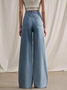 Anewsta Quần jeans nữ ống đứng màu xanh dương sang trọng, gợi cảm, khoét lỗ, thêu họa tiết, thích hợp cho tiệc tùng, du lịch, ngày Valentine, mùa xuân/hè. - Màu xanh lam - Xem 5