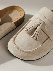 Solecia Ladies Tassel Design Daily Travel Casual Slippers - Off-white - View 6