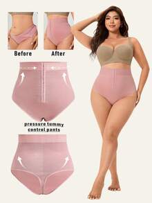 Solflare Bragas de talle alto de color rosa talla grande con hebilla - Rosa - Ver 1