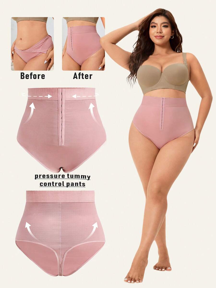 Solflare Bragas de talle alto de color rosa talla grande con hebilla - Rosa - Ver 1