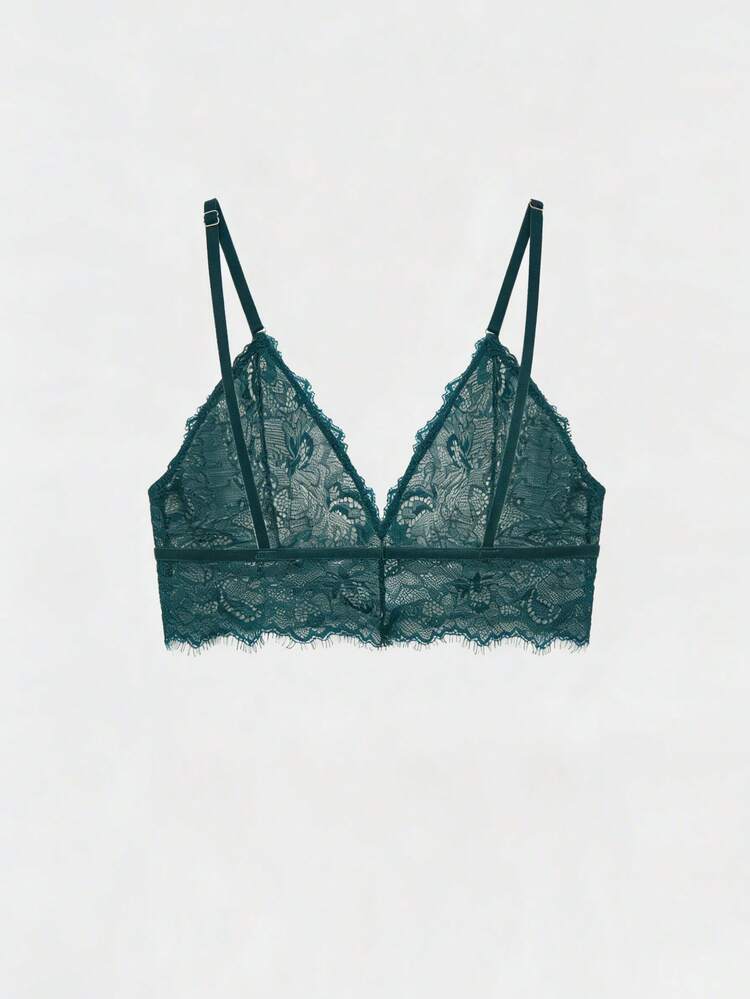 Lace Sexy Hollow Out Adjustable Spaghetti Strap Bra, Suitable For Summer & Spring