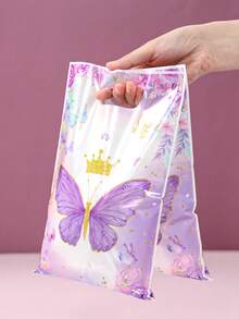 50 Stücke lila Schmetterling Geschenktüten, Geburtstags Party Gastgeschenke, Hochzeit Souvenir Tüten mit Kunststoffgriff, Schmetterling Deko für Mädchen Geburtstag, Baby Shower, 1. Geburtstag Party Zubehör - Mehrfarbig - Übersicht 5