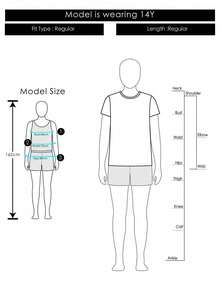 SHEIN 优雅通勤风荷叶边下摆短款T恤，适合青少年女孩 - 黑與白 - 查看 7