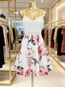 SHEIN LUNE Vestido Con Encaje Y Estampado Floral Para Cami - Multicolor - Ver 2