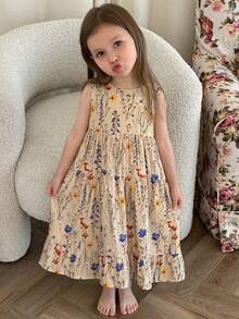 Dazy Kids Tween Girls' Sleeveless Ditsy Floral Dress, Summer Vacation Easter - Multicolor - View 3