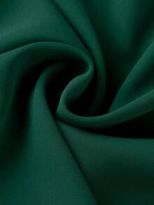 GlowEve CURVE Plus Size Women's Dark Green Elegant Autumn Midi Dress,Round Neck Front Pleated Detailing A-Line Long Sleeve French Style Dinner Outfits With Belt - Dark Green - View 7