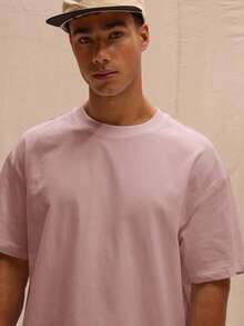 Musero 宽松版型超大T恤，春夏街头风，复活节假期必备 - 粉色 - 查看 4