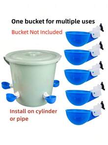 Bộ 5 cốc uống nước tự động cỡ lớn màu xanh dương cho gia cầm, dễ lắp đặt, chống rò rỉ, chịu lực cao, thích hợp cho gà, vịt, ngỗng, gà tây, thỏ, vật tư trang trại chăn nuôi gia cầm, chỉ bao gồm cốc nước, không bao gồm xô. - Máy cấp nước - Xem 7