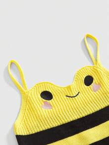 Blusa de punto a rayas con diseño de rana kawaii para mujer - Amarillo - Ver 3