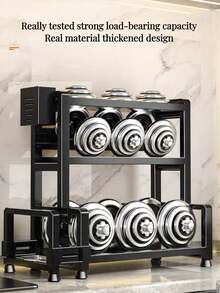 1-Piece Kitchen Spice Rack, Chopstick And Knife Holder, Multi-Functional Countertop Kitchen Utensil Rack, Multi-Layer Design, Large Capacity Kitchen Spice Rack, Oil, Salt, Sauce And Vinegar Storage Rack, Kitchen Countertop Cutting Board And Pot Lid Storage Rack, Black This Kitchen Storage Rack Is Perfect For Storing Sauces, Condiments, Grains, Canned Goods, Salt And Pepper Grinders, Or Household Items. - Black - View 2