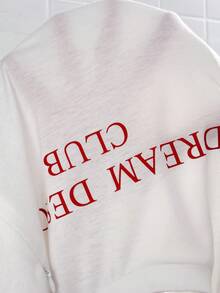 SHEIN Maternity Nursing Clothes 2pcs Set,White Casual Everyday Summer Pregnant Lettering Print Drop Shoulder Loose T-Shirt And Red Plaid Shorts Outfit - White - View 10