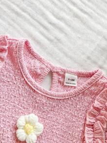 SHEIN Vintaside Kids 女婴可爱提花背心和提花短裤套装，春夏款 - 粉色 - 查看 7